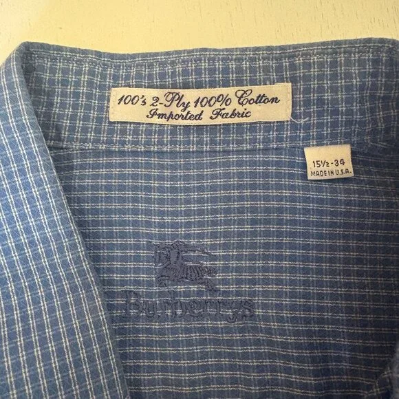 Burberry Blue Plaid Button Down Sport Shirt - Picture 2 of 2